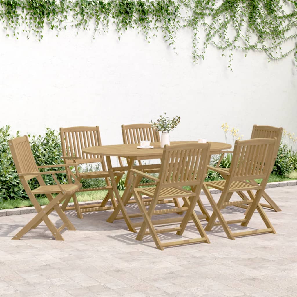 Set of 6 Acacia Wood Folding Garden Chairs 54.5x58x90 cm
