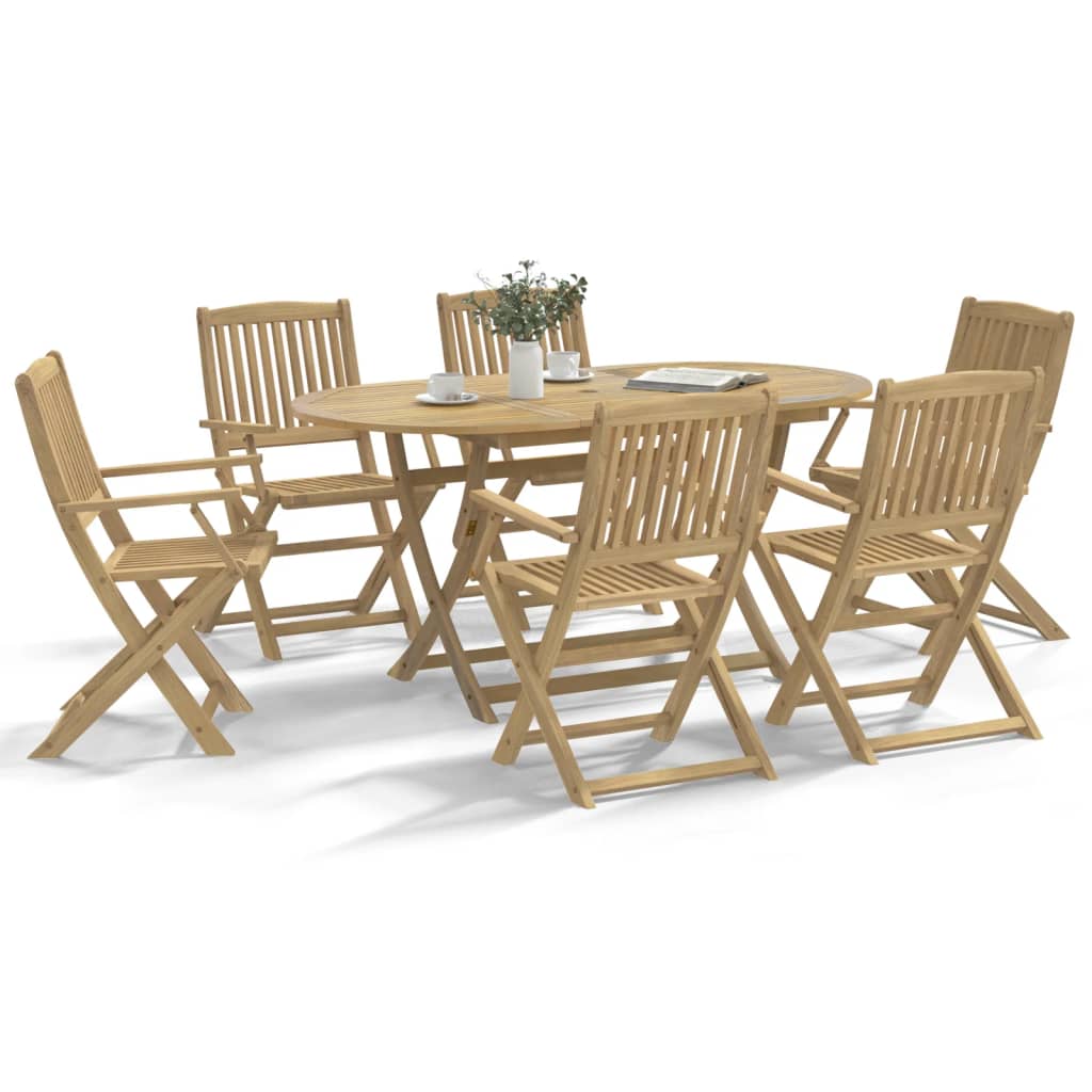 Set of 6 Acacia Wood Folding Garden Chairs 54.5x58x90 cm
