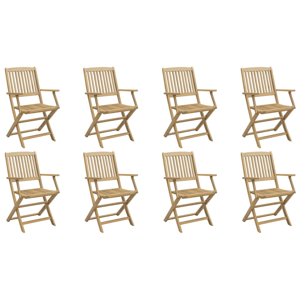 8-Piece Acacia Wood Folding Garden Chairs, 54.5x58x90 cm Set