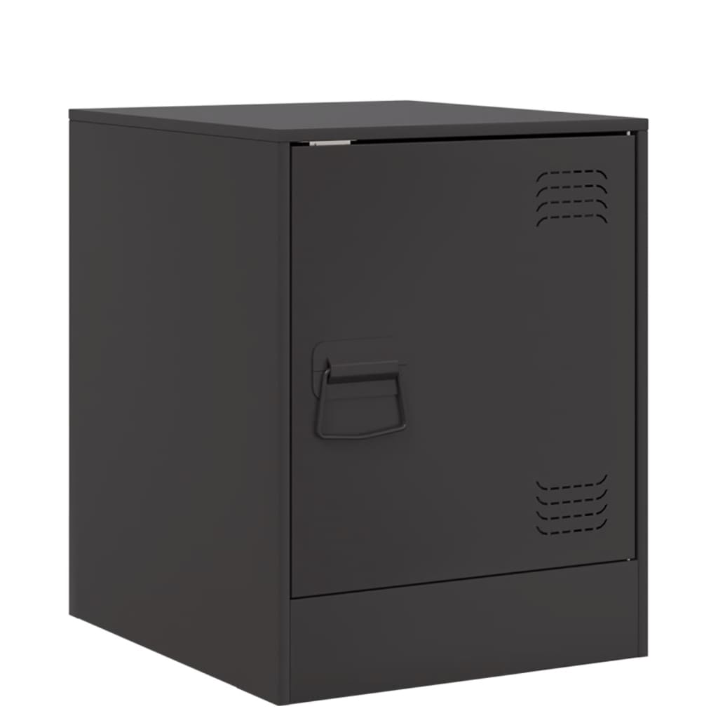 Sleek Black Steel Bedside Cabinet 34.5x39x44 cm - Modern Design