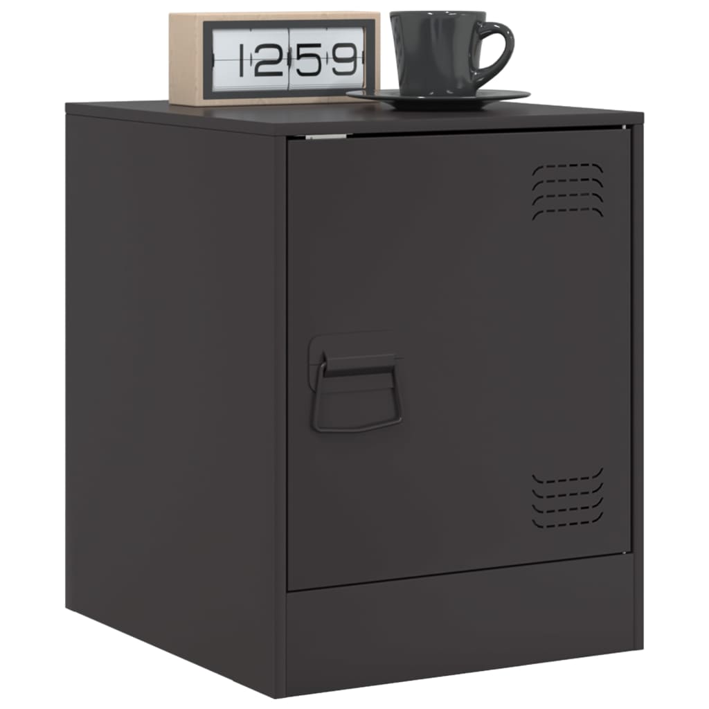 Sleek Black Steel Bedside Cabinet 34.5x39x44 cm - Modern Design