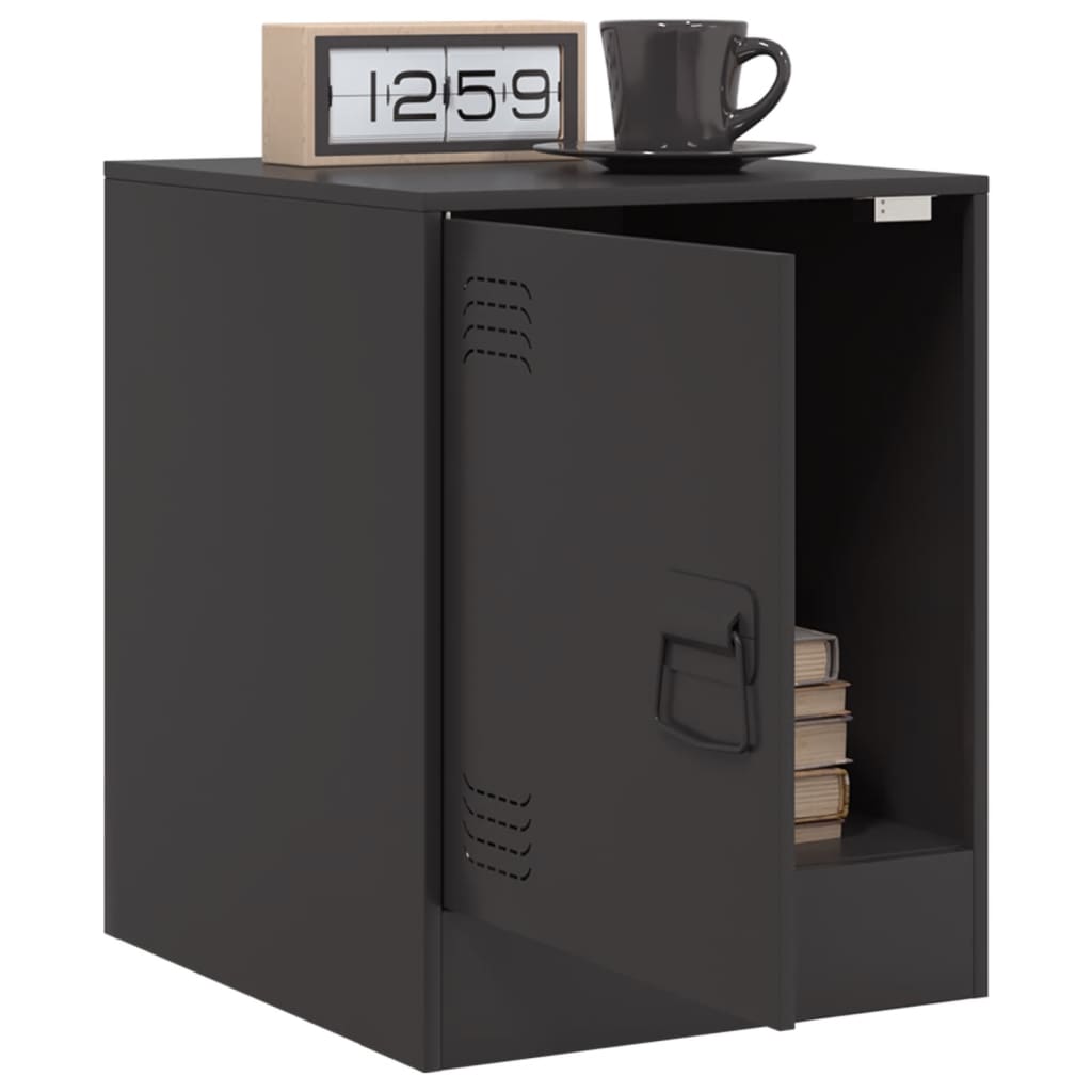 Sleek Black Steel Bedside Cabinet 34.5x39x44 cm - Modern Design