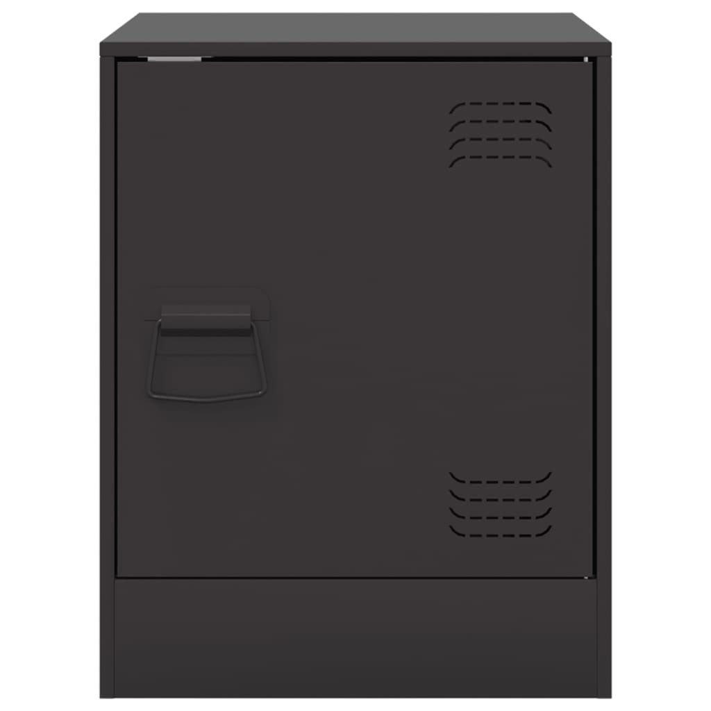 Sleek Black Steel Bedside Cabinet 34.5x39x44 cm - Modern Design