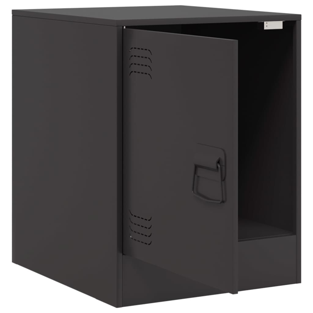 Sleek Black Steel Bedside Cabinet 34.5x39x44 cm - Modern Design