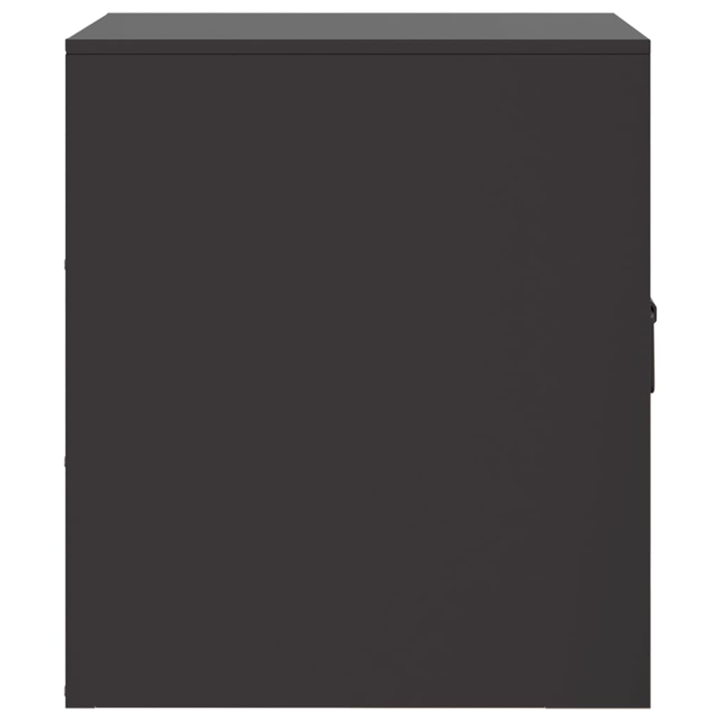 Sleek Black Steel Bedside Cabinet 34.5x39x44 cm - Modern Design