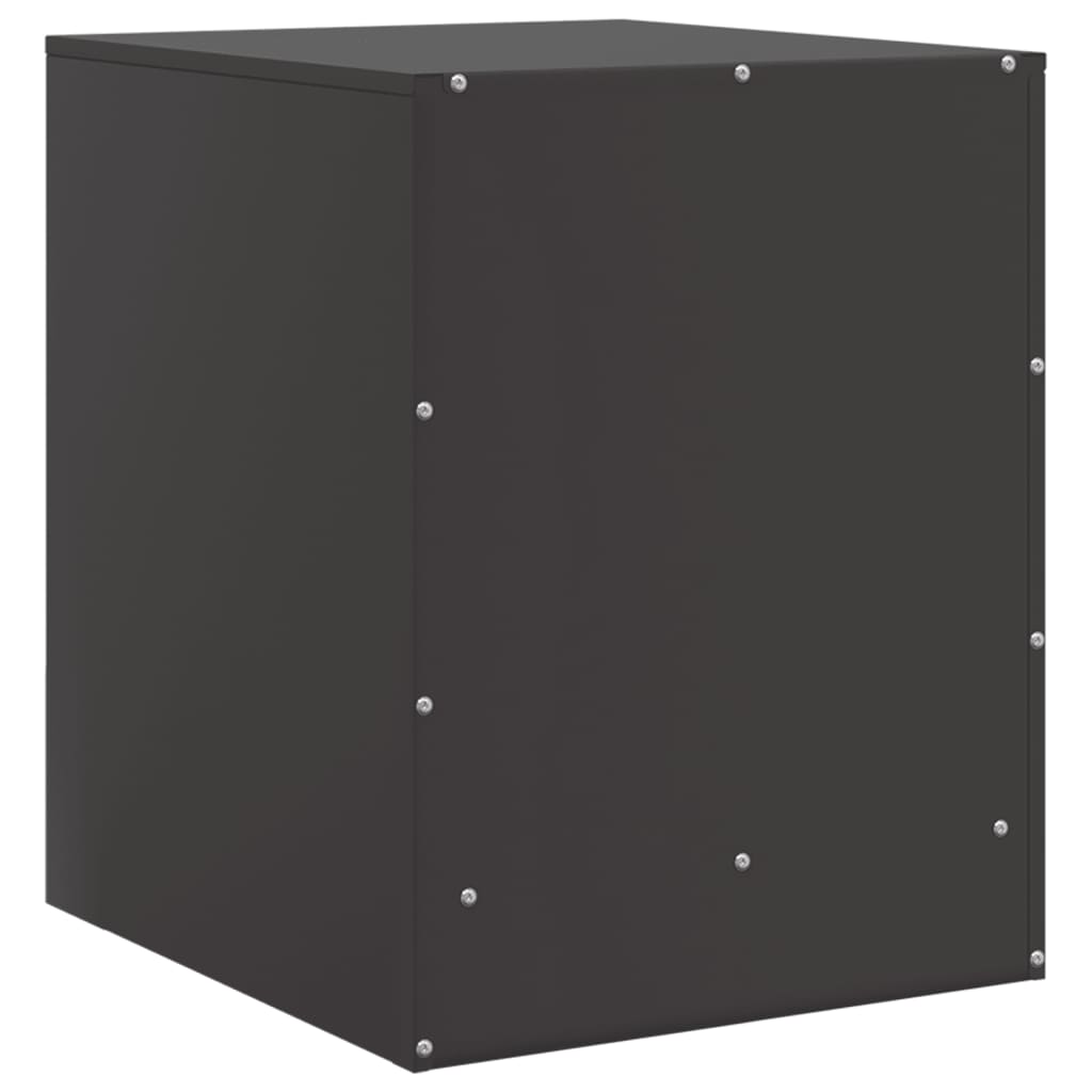 Sleek Black Steel Bedside Cabinet 34.5x39x44 cm - Modern Design