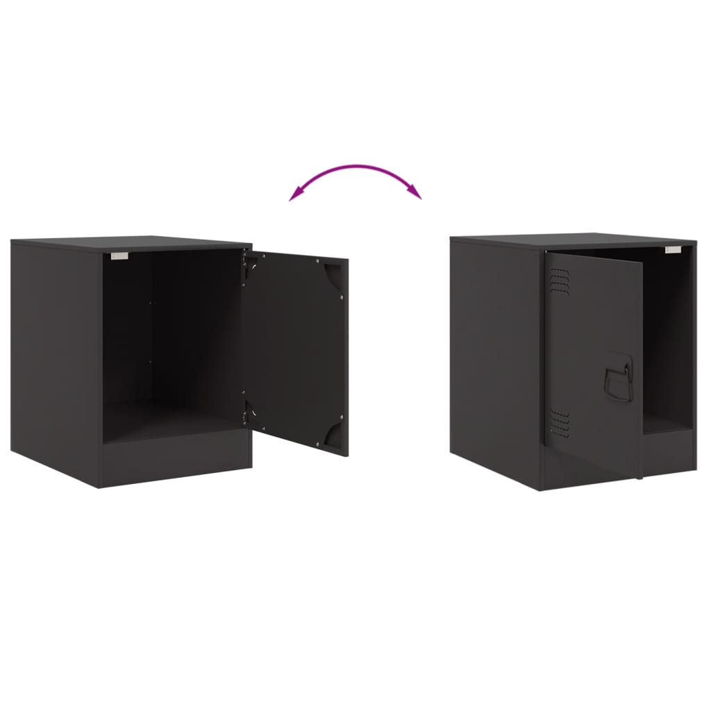 Sleek Black Steel Bedside Cabinet 34.5x39x44 cm - Modern Design