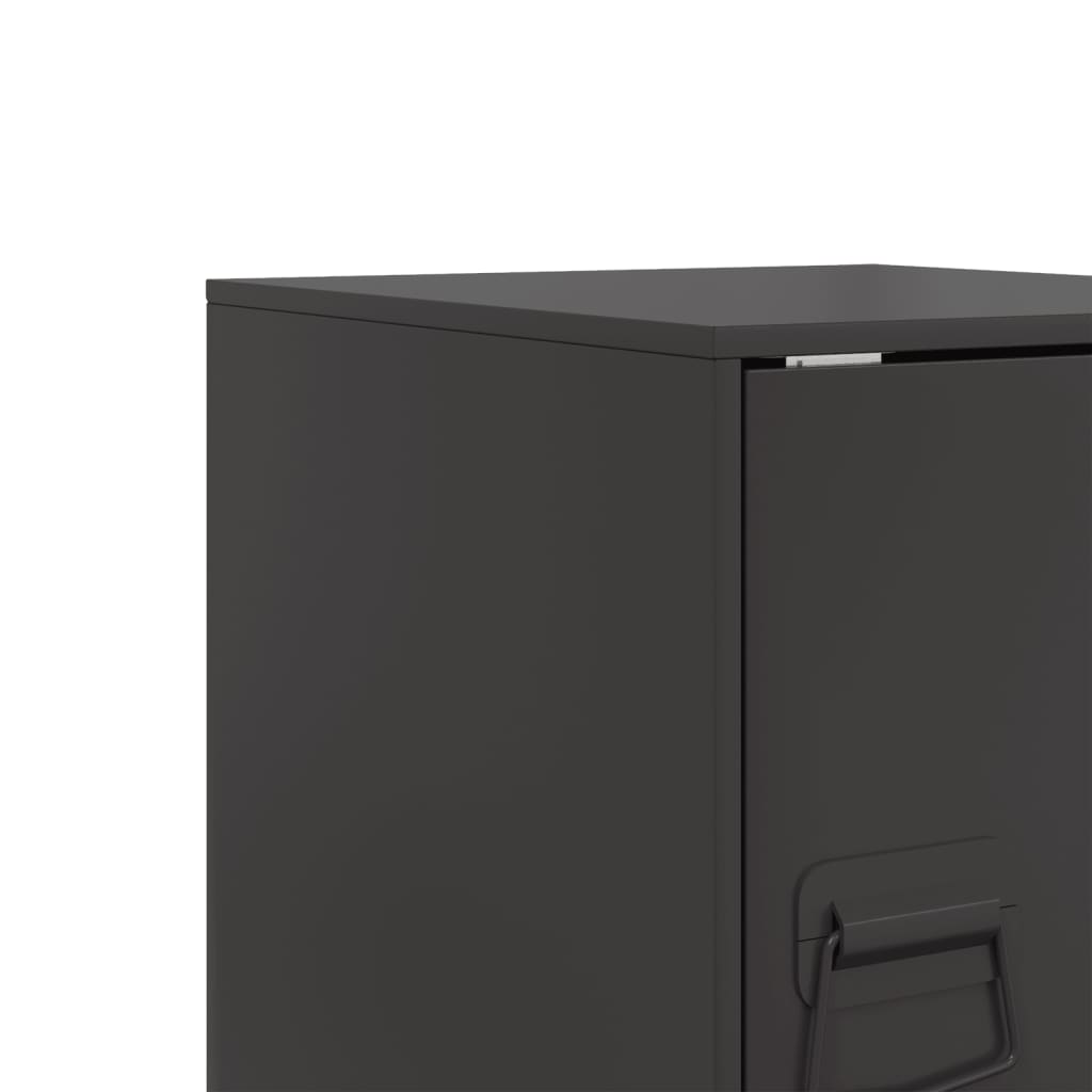 Sleek Black Steel Bedside Cabinet 34.5x39x44 cm - Modern Design