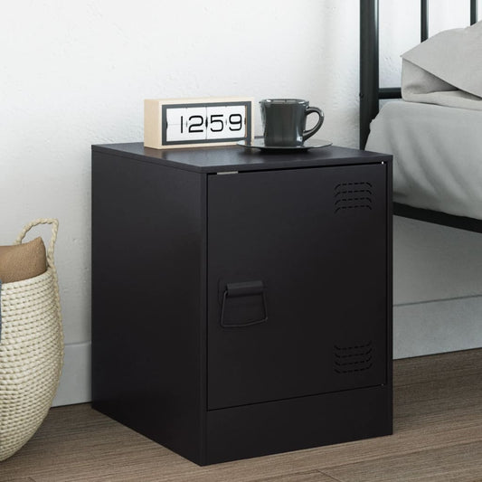Sleek Black Steel Bedside Cabinet 34.5x39x44 cm - Modern Design