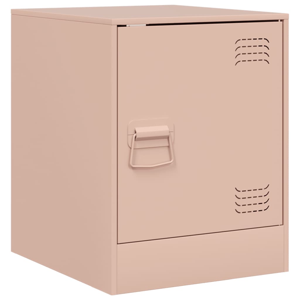 Compact Pink Steel Bedside Cabinet, 34.5x39x44 cm