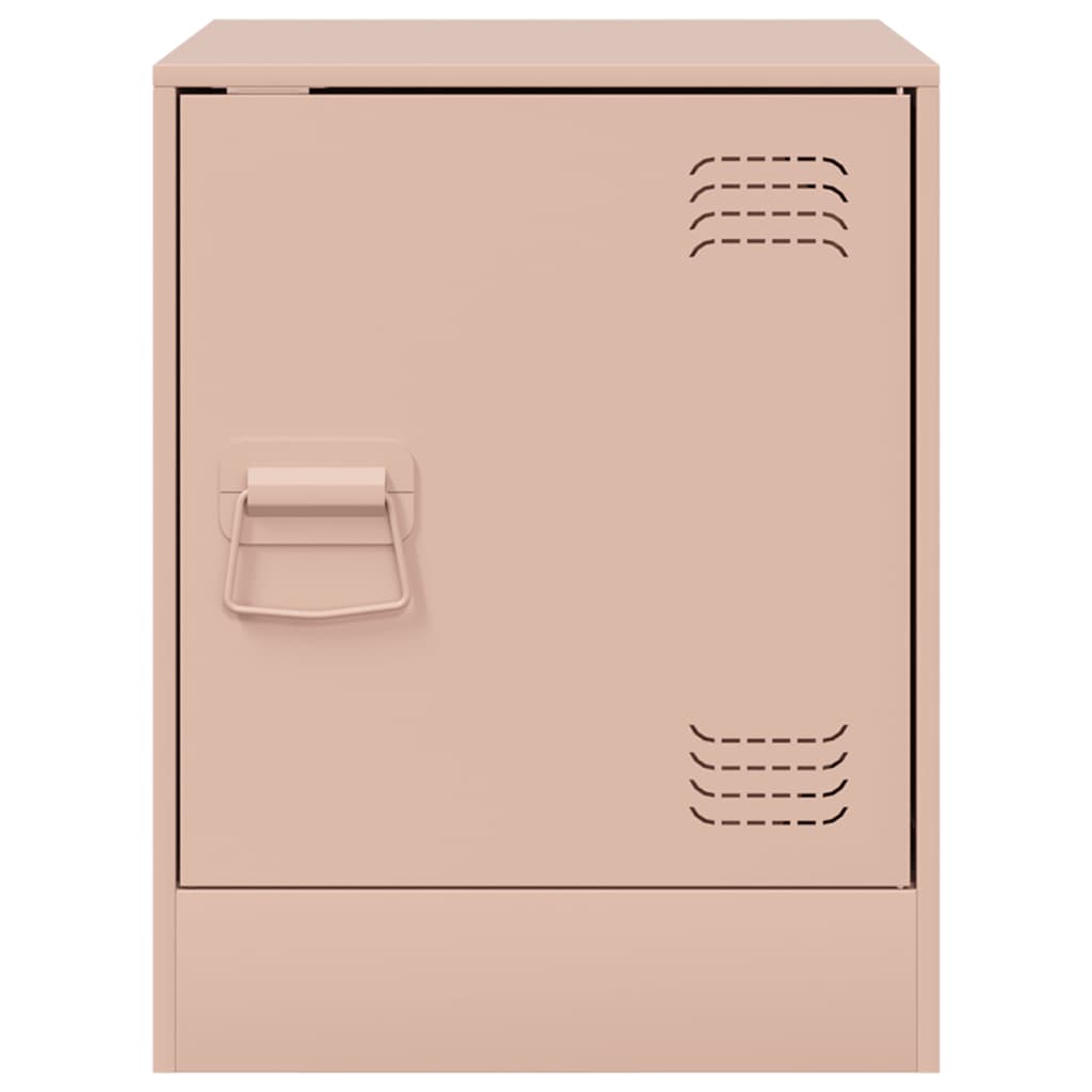 Compact Pink Steel Bedside Cabinet, 34.5x39x44 cm