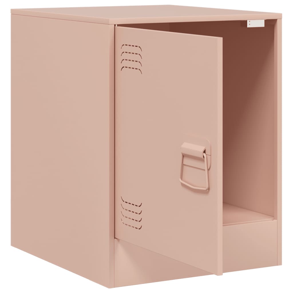 Compact Pink Steel Bedside Cabinet, 34.5x39x44 cm