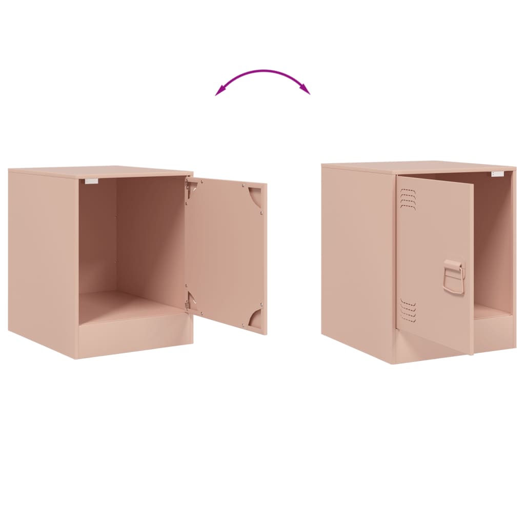 Compact Pink Steel Bedside Cabinet, 34.5x39x44 cm