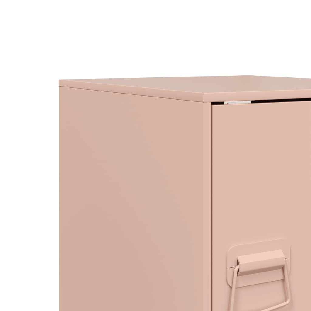 Compact Pink Steel Bedside Cabinet, 34.5x39x44 cm