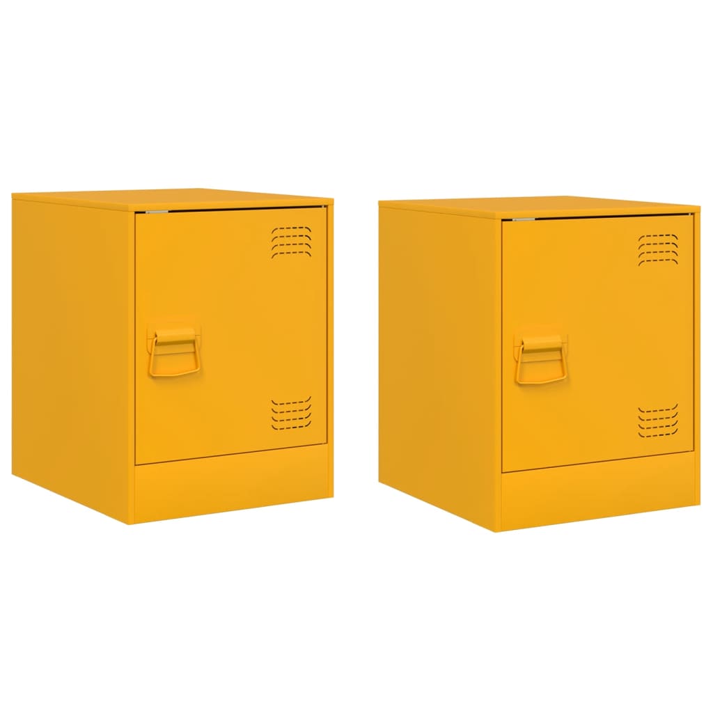 Mustard Yellow Steel Bedside Cabinets Set of 2 - 34.5x39x44 cm