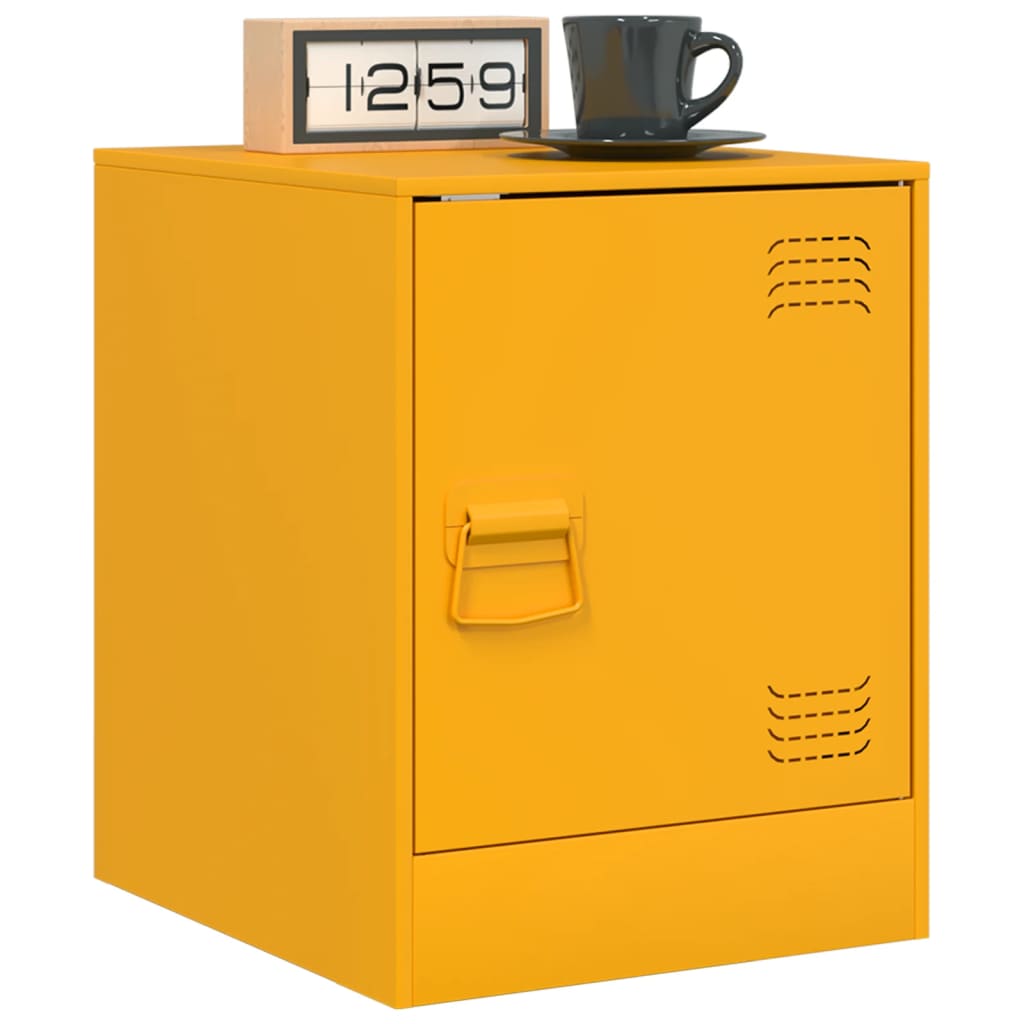 Mustard Yellow Steel Bedside Cabinets Set of 2 - 34.5x39x44 cm