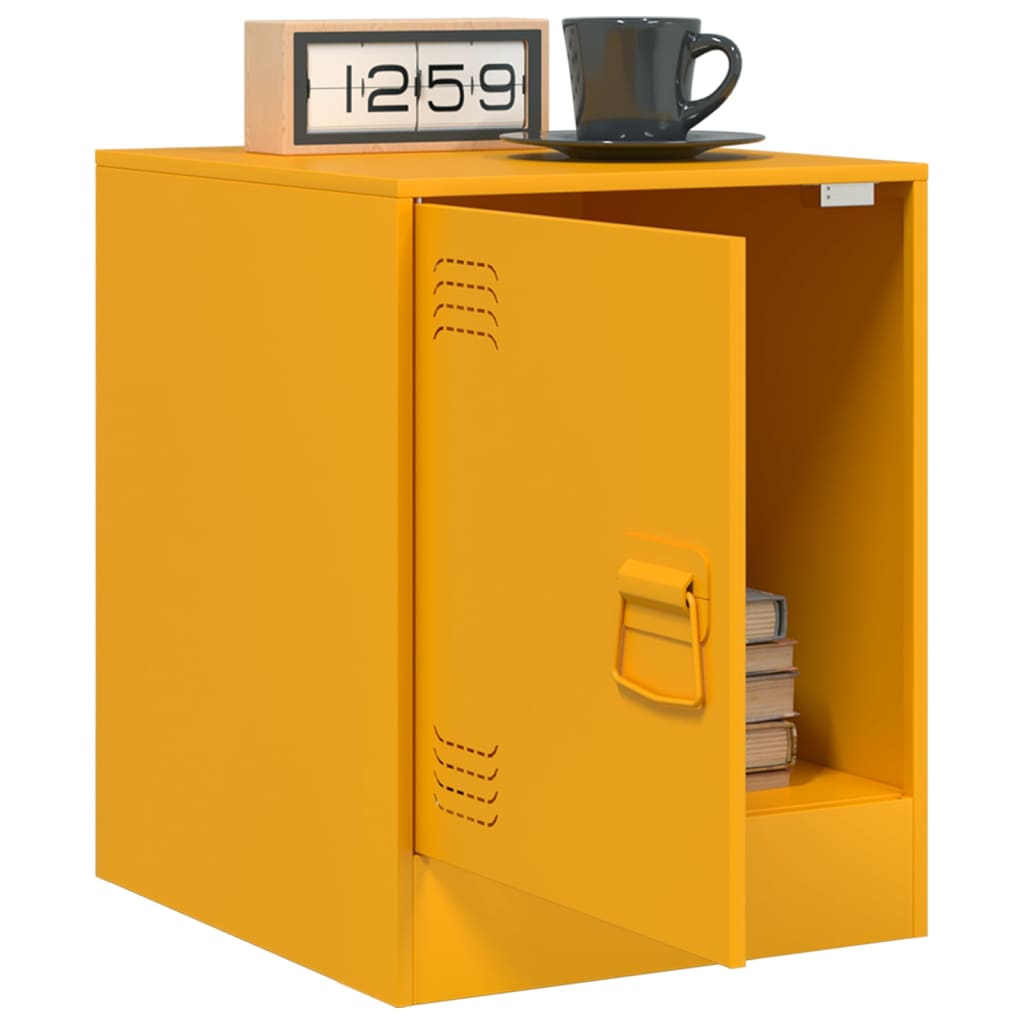 Mustard Yellow Steel Bedside Cabinets Set of 2 - 34.5x39x44 cm