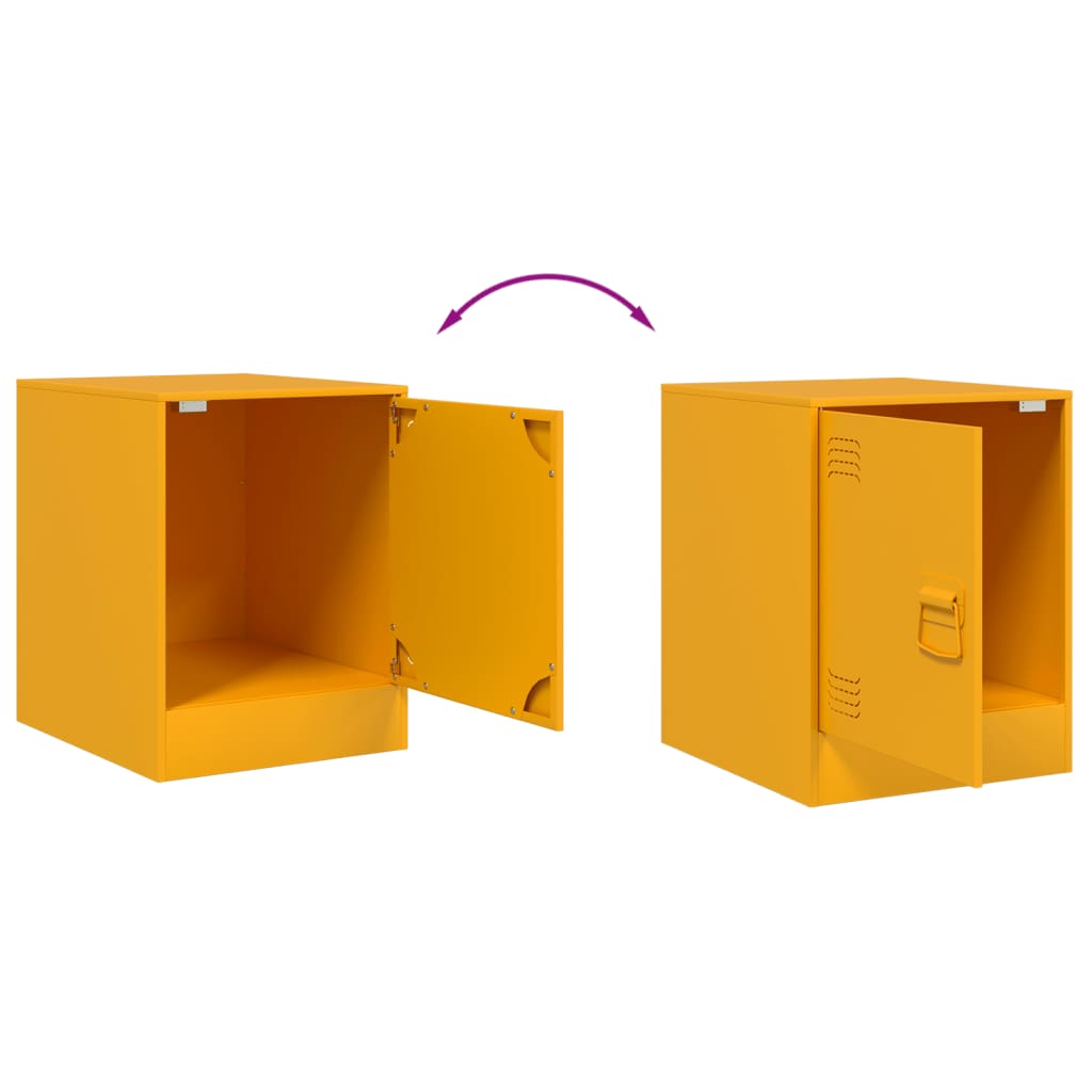 Mustard Yellow Steel Bedside Cabinets Set of 2 - 34.5x39x44 cm