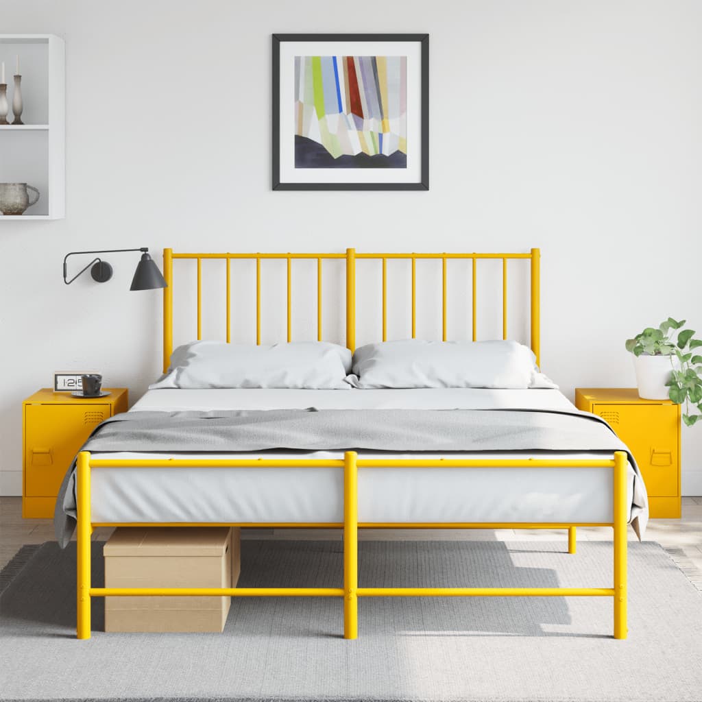 Mustard Yellow Steel Bedside Cabinets Set of 2 - 34.5x39x44 cm