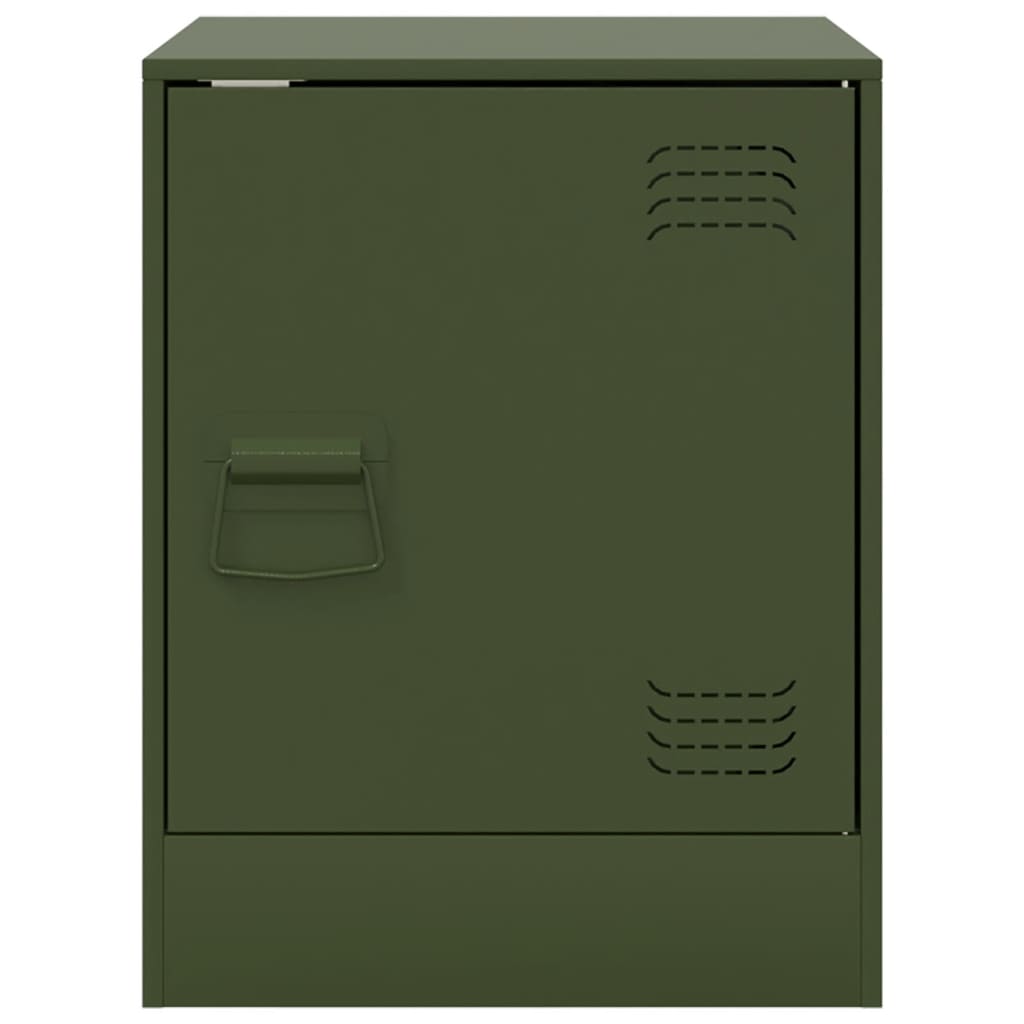 Olive Green Steel Bedside Cabinet - 34.5x39x44 cm