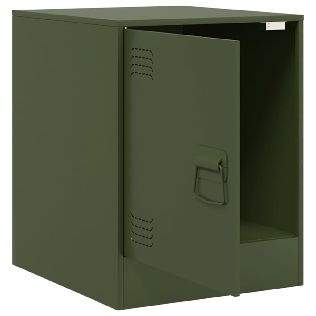 Olive Green Steel Bedside Cabinet - 34.5x39x44 cm