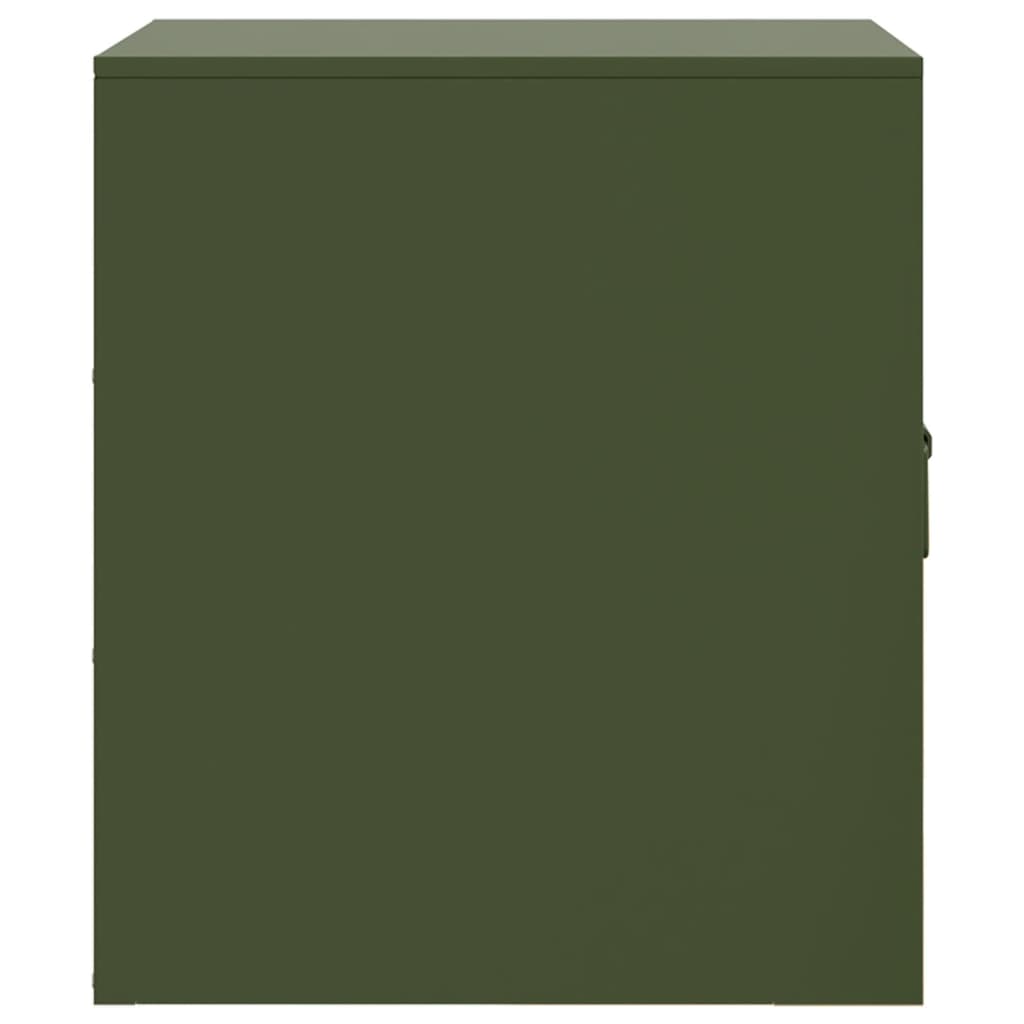 Olive Green Steel Bedside Cabinet - 34.5x39x44 cm