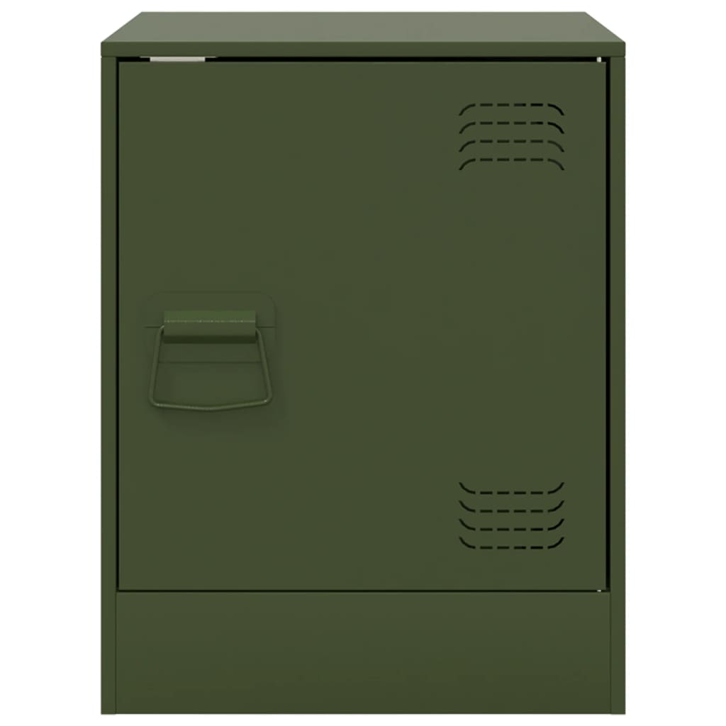 Olive Green Steel Bedside Cabinets Set 2pcs, 34.5x39x44cm