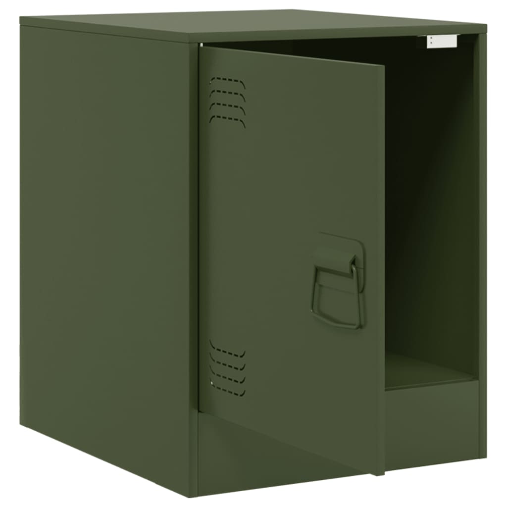 Olive Green Steel Bedside Cabinets Set 2pcs, 34.5x39x44cm