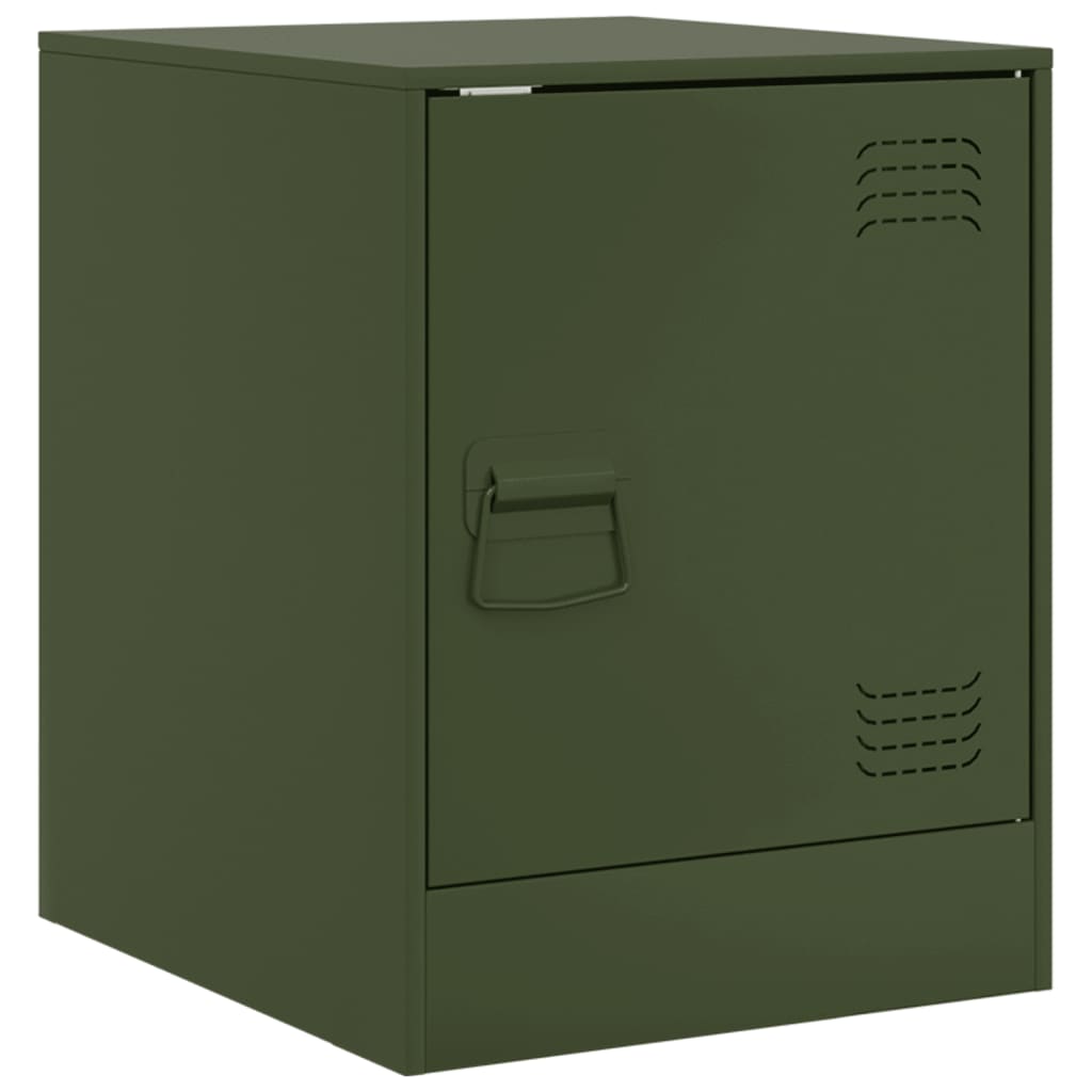 Olive Green Steel Bedside Cabinets Set 2pcs, 34.5x39x44cm