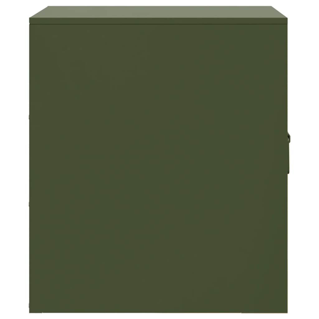 Olive Green Steel Bedside Cabinets Set 2pcs, 34.5x39x44cm