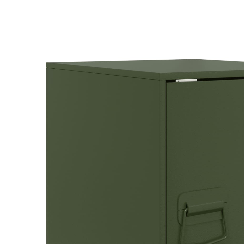 Olive Green Steel Bedside Cabinets Set 2pcs, 34.5x39x44cm