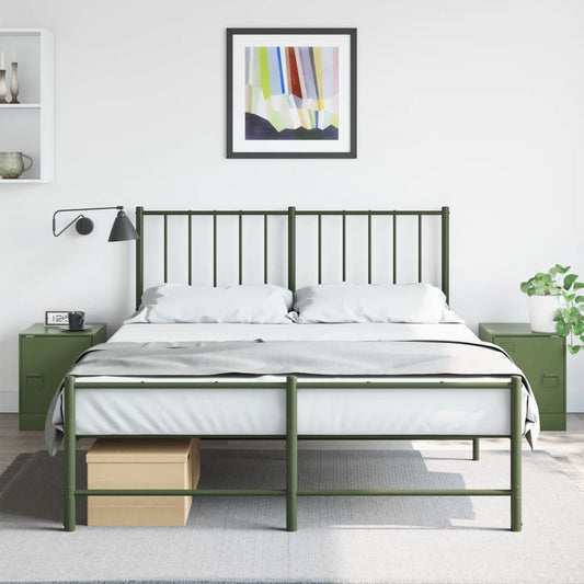 Olive Green Steel Bedside Cabinets Set 2pcs, 34.5x39x44cm