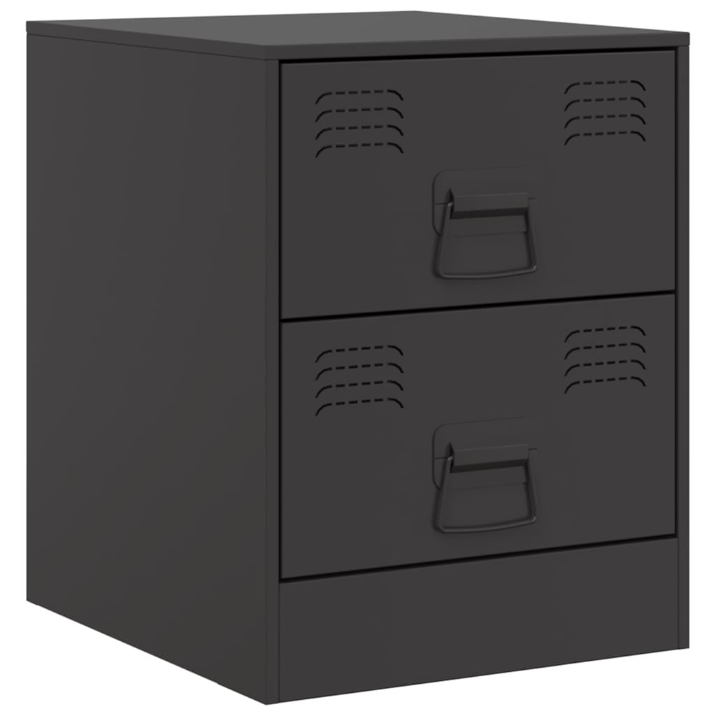 Sleek Black Steel Bedside Cabinet 34.5x39x44 cm - Modern Design