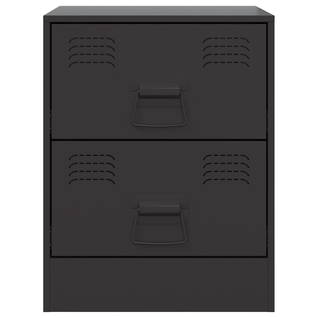 Sleek Black Steel Bedside Cabinet 34.5x39x44 cm - Modern Design