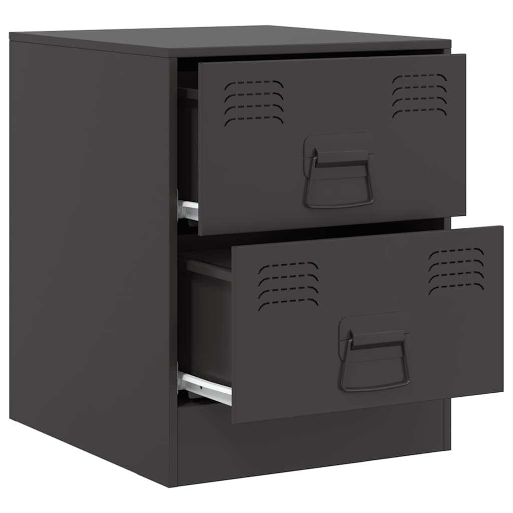 Sleek Black Steel Bedside Cabinet 34.5x39x44 cm - Modern Design