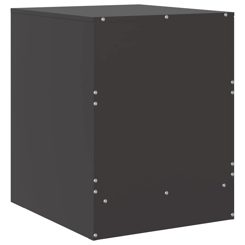 Sleek Black Steel Bedside Cabinet 34.5x39x44 cm - Modern Design
