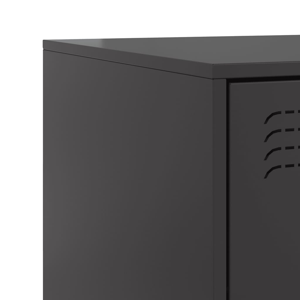 Sleek Black Steel Bedside Cabinet 34.5x39x44 cm - Modern Design
