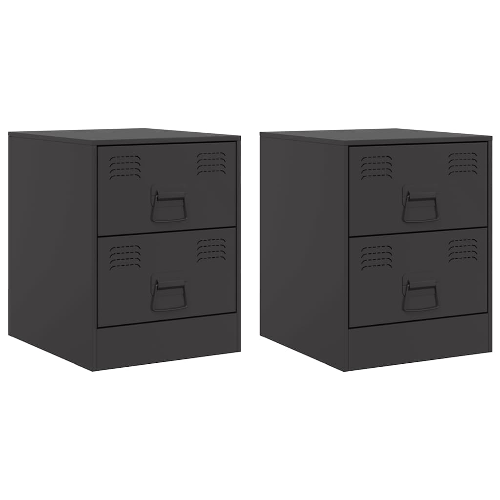 Black Steel Bedside Cabinets Set of 2 - 34.5x39x44 cm