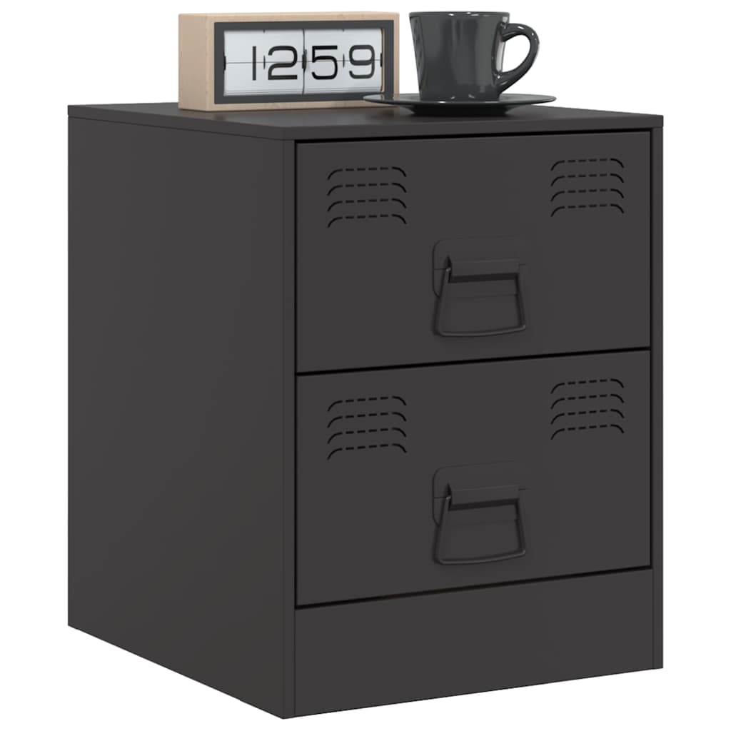 Black Steel Bedside Cabinets Set of 2 - 34.5x39x44 cm