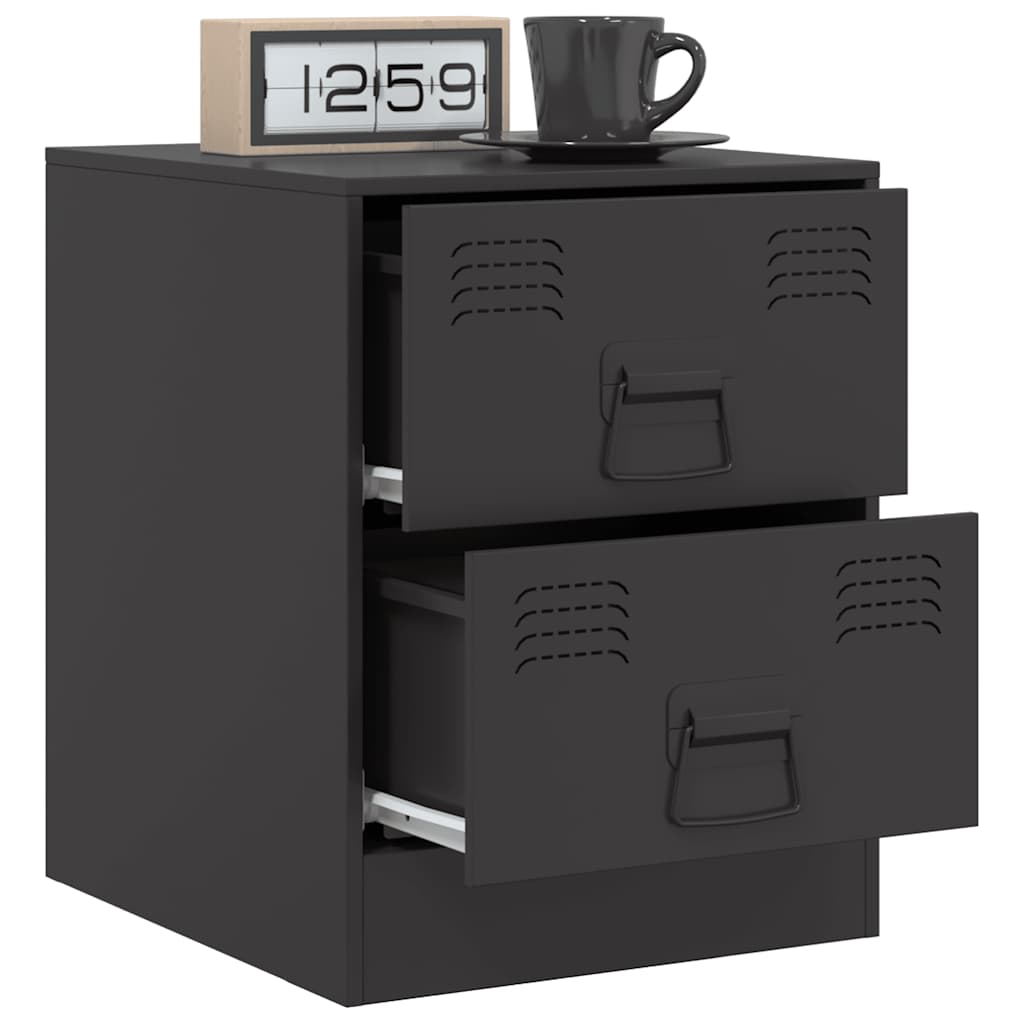 Black Steel Bedside Cabinets Set of 2 - 34.5x39x44 cm
