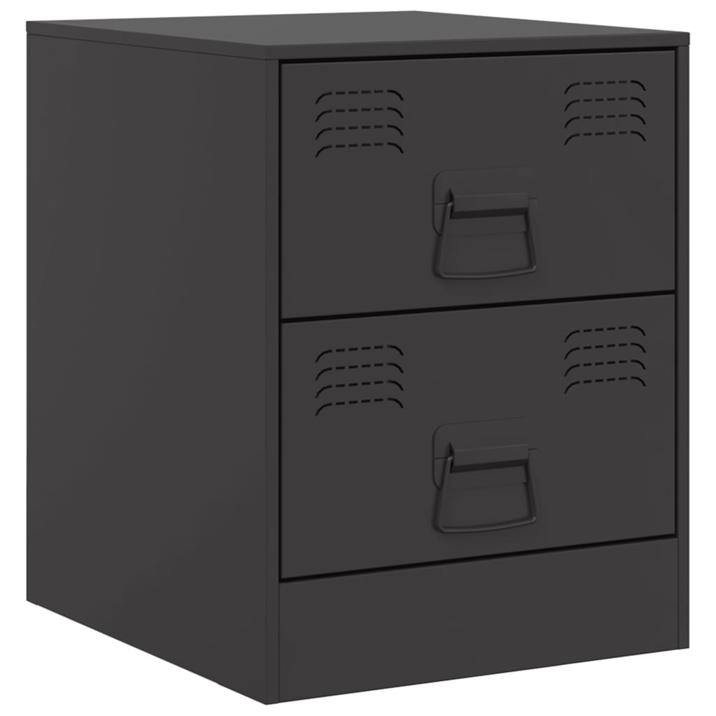 Black Steel Bedside Cabinets Set of 2 - 34.5x39x44 cm