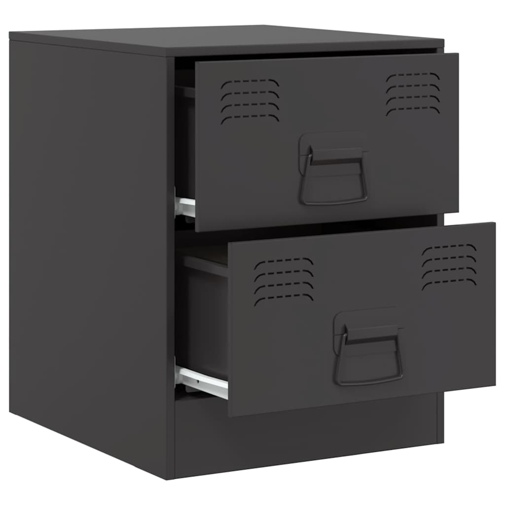Black Steel Bedside Cabinets Set of 2 - 34.5x39x44 cm