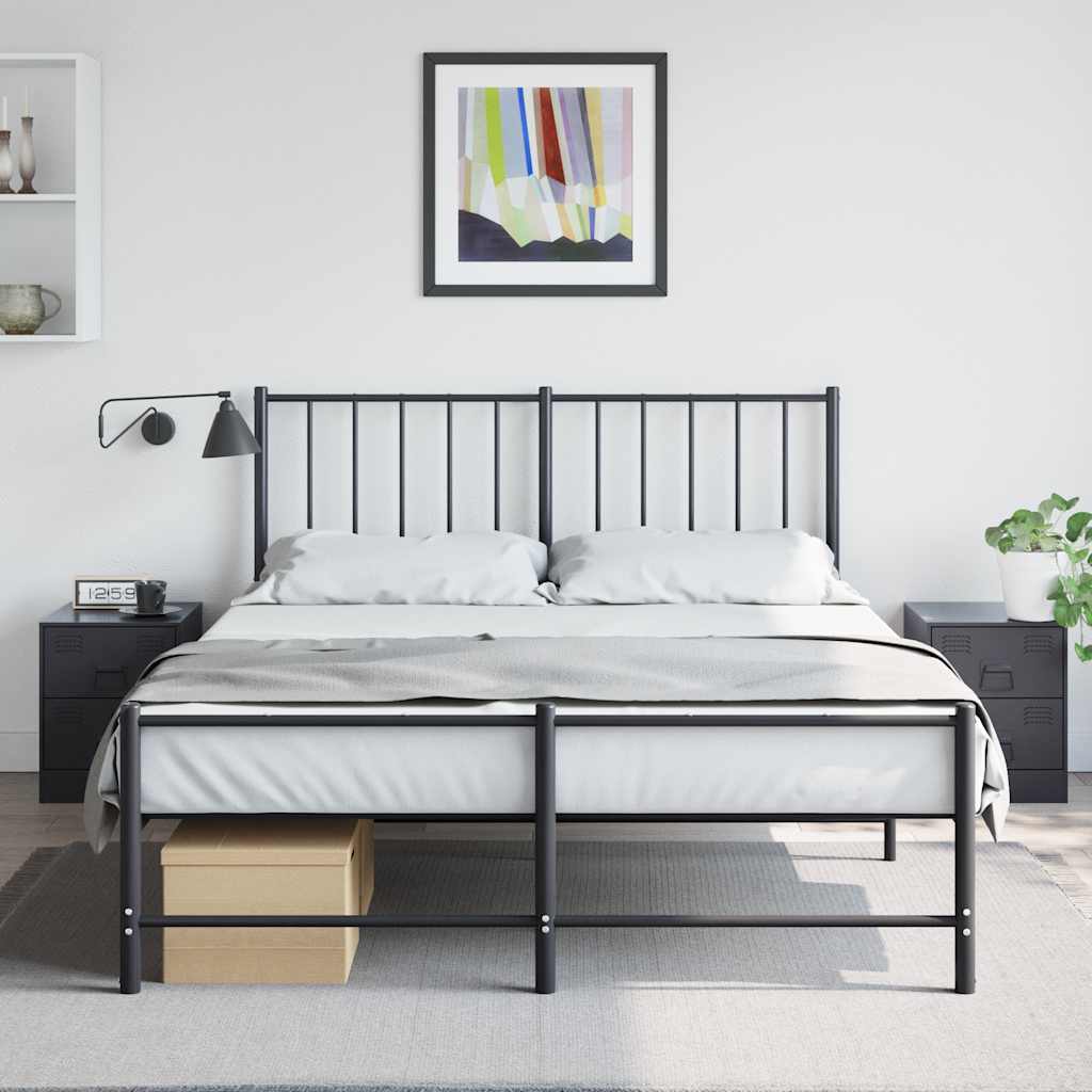 Black Steel Bedside Cabinets Set of 2 - 34.5x39x44 cm