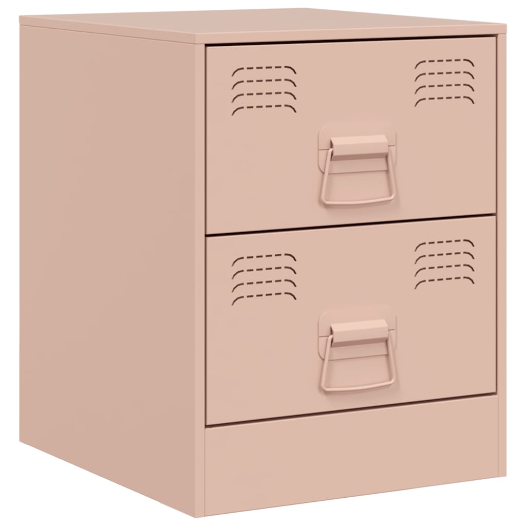 Sleek Pink Steel Bedside Cabinet - 34.5x39x44 cm