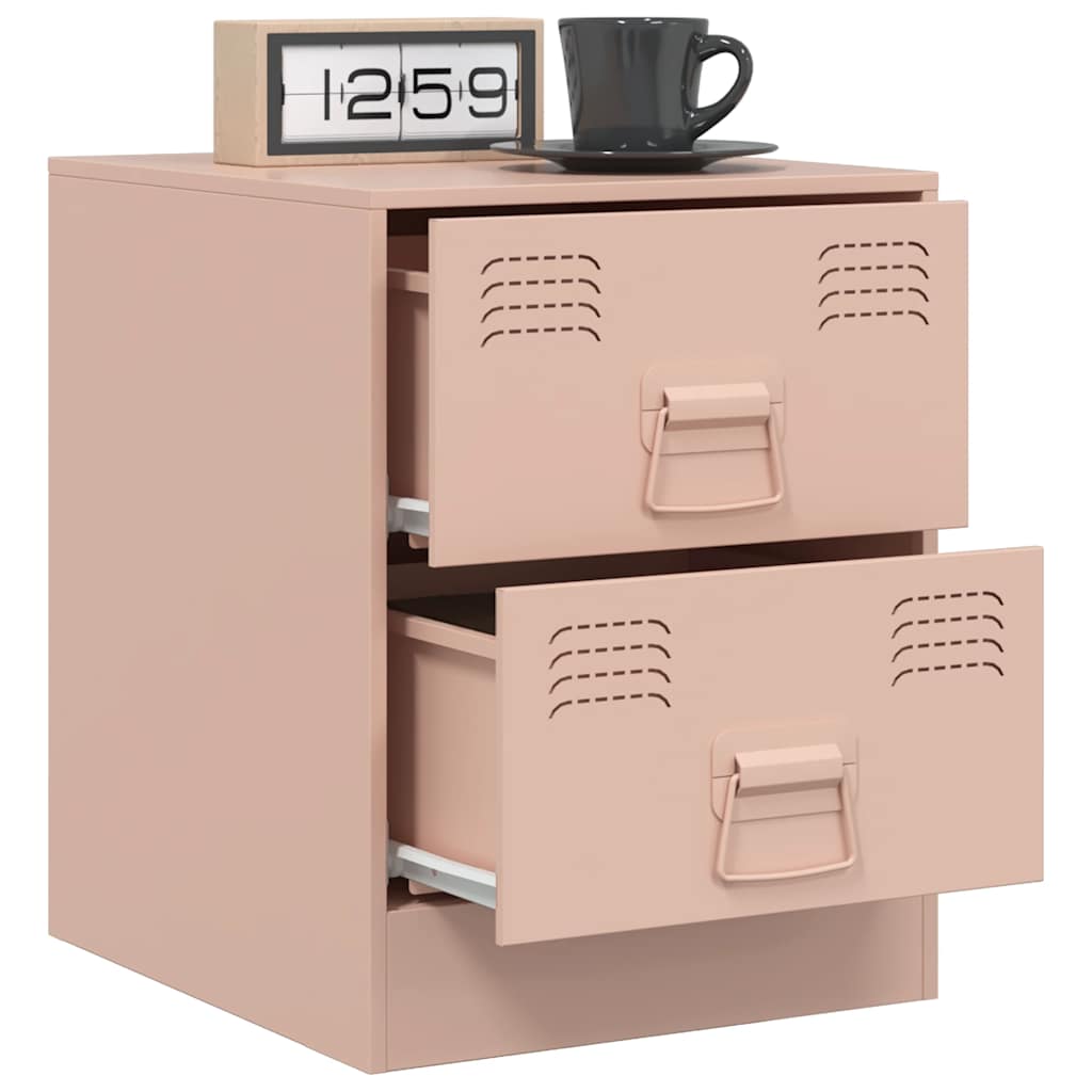 Sleek Pink Steel Bedside Cabinet - 34.5x39x44 cm