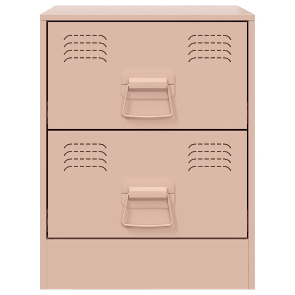 Sleek Pink Steel Bedside Cabinet - 34.5x39x44 cm