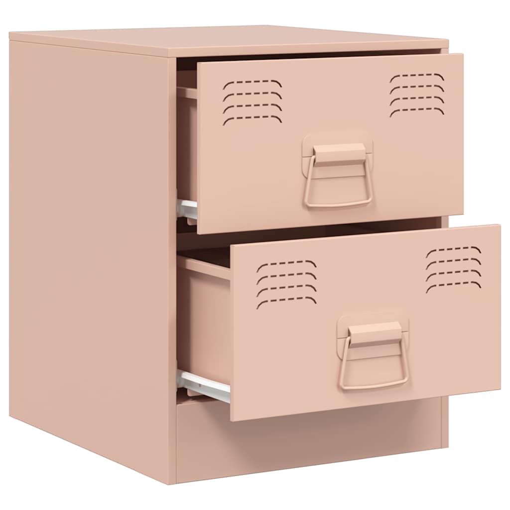 Sleek Pink Steel Bedside Cabinet - 34.5x39x44 cm