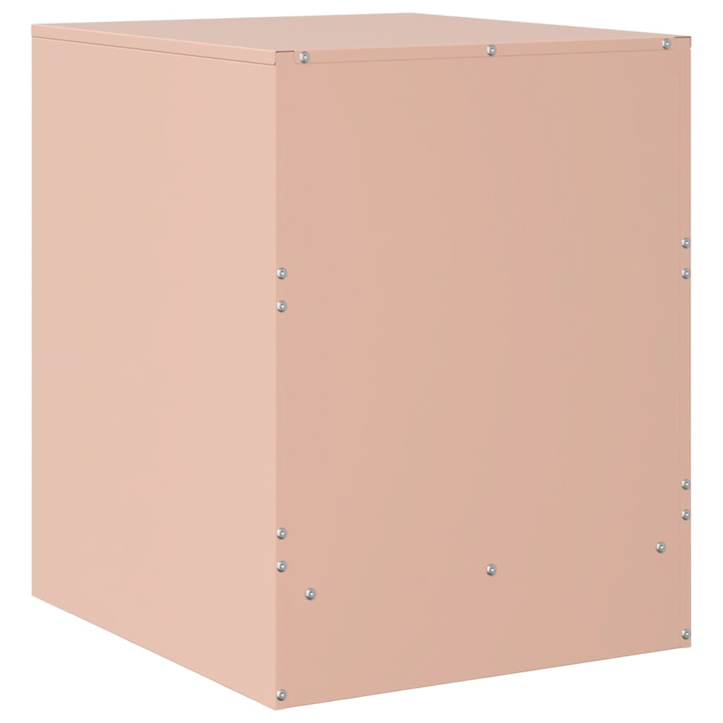 Sleek Pink Steel Bedside Cabinet - 34.5x39x44 cm