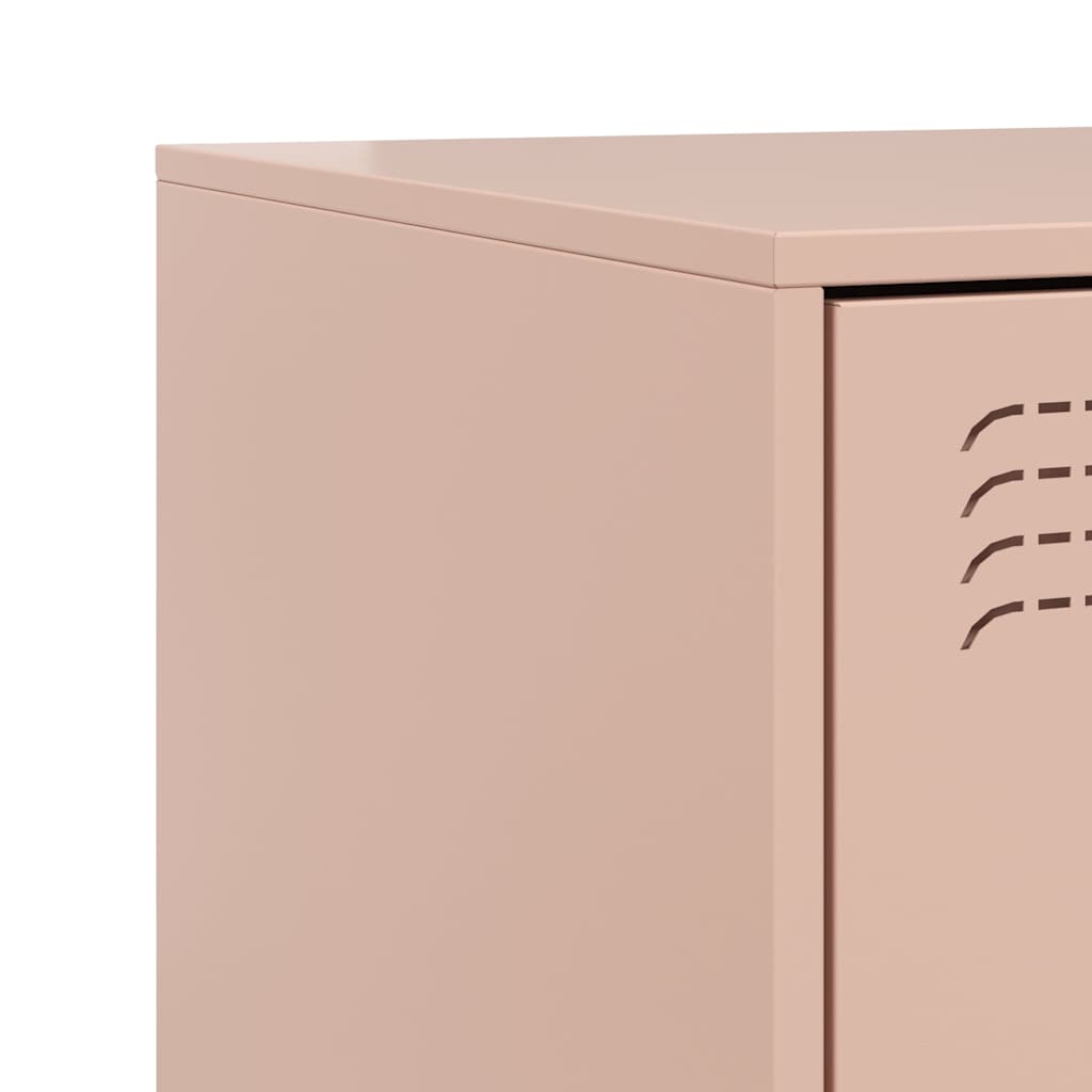 Sleek Pink Steel Bedside Cabinet - 34.5x39x44 cm