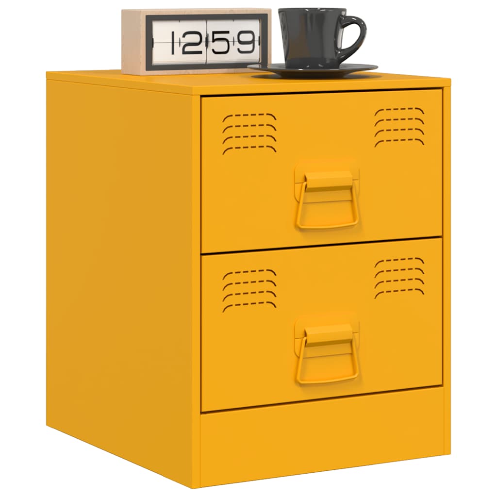 Yellow Steel Bedside Cabinets Set of 2 - 34.5x39x44 cm